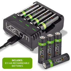Venom Battery Charging Dock plus 8 x AA 2100mAh Rechargeable Batteries