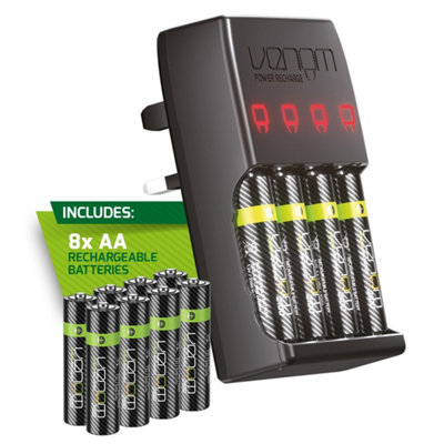 Venom Pro Charge Plug In Wall Battery Charger plus 8 x AA Rechargeable Batteries