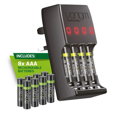 Venom Pro Charge Plug In Wall Battery Charger plus 8 x AAA Rechargeable Batteries