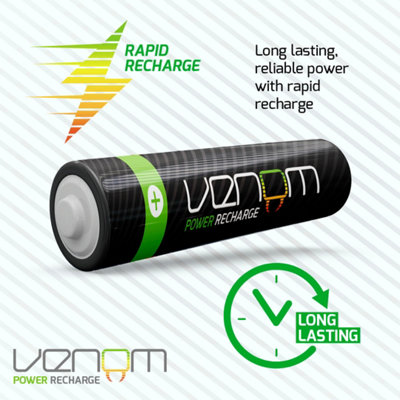 Venom Batterie Ricaricabili AA 2100mAh NiMH 1.2V - Confezione Da 4, Alta Capacità Per Dispositivi Quotidiani - 5