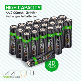 Venom Rechargeable AA Batteries - 2100mAh High Capacity - Pack of 20