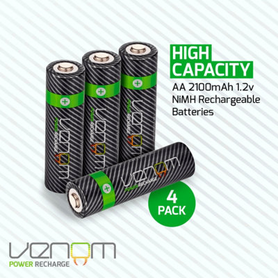 Venom Rechargeable AA Batteries - 2100mAh High Capacity - Pack of 4