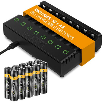 Rechargeable double a batteries with clearance charger