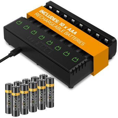 Venom Rechargeable AAA Batteries & Charging Dock - Includes 10 x 500mAh Batteries