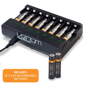 Venom Rechargeable AAA Batteries & Charging Dock - Includes 10 x 500mAh Batteries