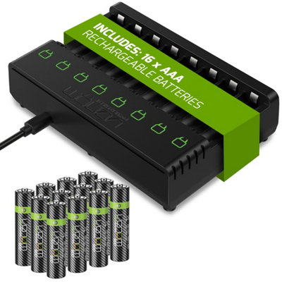Venom Rechargeable AAA Batteries & Charging Dock - Includes 16 x 800mAh Batteries
