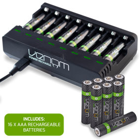 Venom Rechargeable AAA Batteries & Charging Dock - Includes 16 x 800mAh Batteries