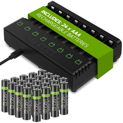 Venom Rechargeable AAA Batteries & Charging Dock Includes 24 x 800mAh Batteries DIY at B&Q