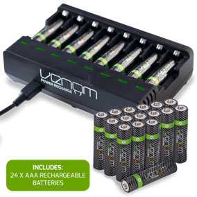 Venom Rechargeable AAA Batteries & Charging Dock - Includes 24 x 800mAh Batteries