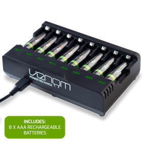 Venom Rechargeable AAA Batteries & Charging Dock - Includes 8 x 800mAh Batteries