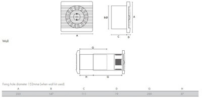 Vent Axia 454060 Silhouette 150XT Kitchen / Utility Room Extractor Fan (Timer Model)