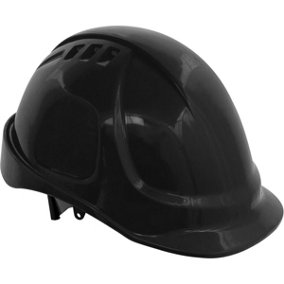 Vented Safety Helmet - Material Webbing Cradle - Accessories Available - Black
