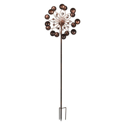 Venti Wind Spinner with Solar Powered Crackle Ball - Outdoor Garden Rustic Effect Decoration with Multicoloured LED Light - H130cm