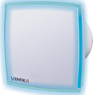 Ventika Blue LED Lighted Modern Extractor Fan Wall Mounted Domestic Ventilation System
