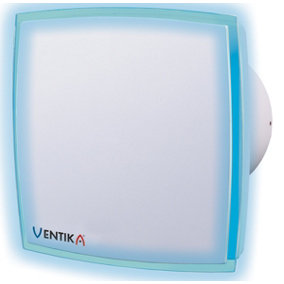 Ventika Blue LED Lighted Modern Extractor Fan Wall Mounted Domestic Ventilation System