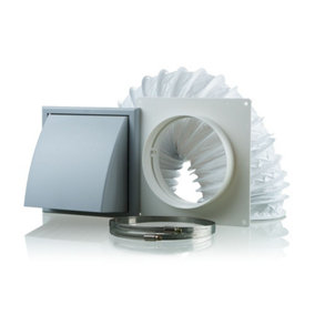 Ventilation PVC Flexible Duct Cowled Wall Kit 100mm Grey