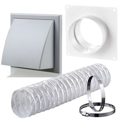 Ventilation PVC Flexible Duct Cowled Wall Kit 100mm Grey