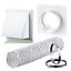 Ventilation PVC Flexible Duct Cowled Wall Kit 125mm White