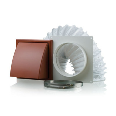 Ventilation PVC Flexible Duct Cowled Wall Kit 150mm Terracotta