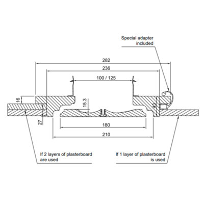 Ventmann Circular Frameless Gypsum Ceiling Diffuser 1 Slot, 125mm ...