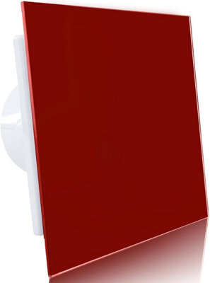 VENTS-CRYSTALIS 100 RED T Quiet Glass Front Bathroom Extractor Fan 4 inch with Timer