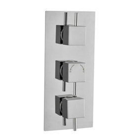 Venus Chrome Concealed Thermostatic Shower Valve With Square Controls & Dual Outlet