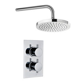 Venus Chrome Single Outlet Concealed Valve & Round Shower Head With Round Controls