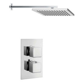 Venus Chrome Single Outlet Concealed Valve & Square Shower Head With Square Controls