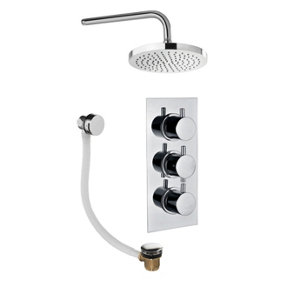 Venus Double Outlet Concealed Valve with Round Shower Head & Overflow Bath Filler