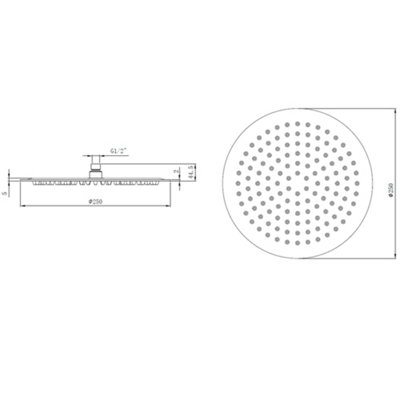 Venus Round Stainless Steel Chrome Rainfall Shower Head (W)250mm - 4