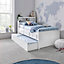 Venus White Guest Bed With Drawers And Trundle With Memory Foam Mattresses