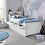 Venus White Guest Bed With Drawers And Trundle With Memory Foam Mattresses