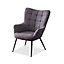 VERA FABRIC OCCASIONAL LIVING ROOM BEDROOM MODERN METAL LEGS ACCENT CHAIR ARMCHAIR (Charcoal)