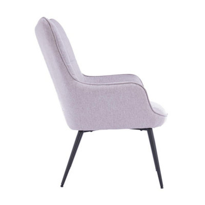 Vera Fabric Occasional Living Room Bedroom Modern Metal Legs Accent Chair Armchair (Light Grey)