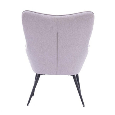 Vera Fabric Occasional Living Room Bedroom Modern Metal Legs Accent Chair Armchair (Light Grey)