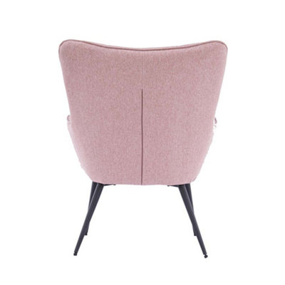 Vera Fabric Occasional Living Room Bedroom Modern Metal Legs Accent Chair Armchair (Pink)