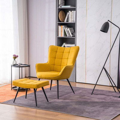 Yellow armchair and discount footstool