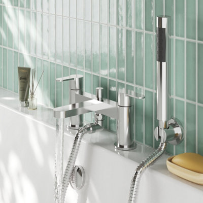 VERAISON DECK MOUNTED BATH SHOWER MIXER WITH KIT CHROME CONTEMPORARY 2 ...