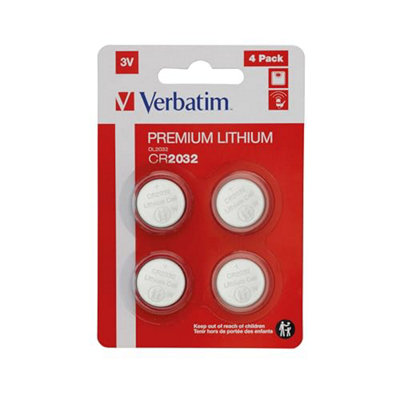 VERBATIM Premium Lithium Button Cell CR2032 Pack of 4 3 V 220 mAh I ...