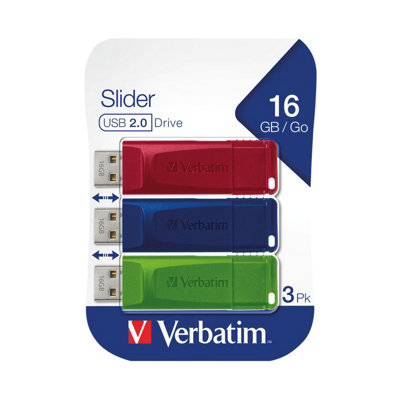 Verbatim Slider USB-flash-drive multipack 16GB - USB 2.0-3x USB memory ...