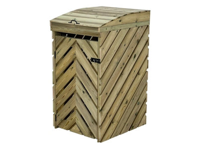 VerdiBin wheelie bin storage unit, Single, with recycling shelf
