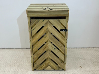VerdiBin wheelie bin storage unit, Single, with recycling shelf