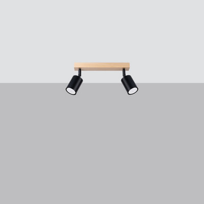 Verdo Steel/Wood Black 2 Lights Modern Ceiling Light