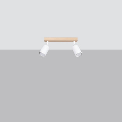 Verdo Steel/Wood White/Wood 2 Lights Modern Ceiling Light