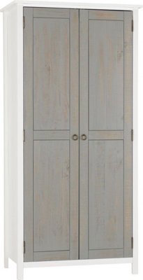 Vermont 2 Door Wardrobe - L55.5 x W90 x H188 cm - White/Grey