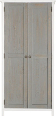 Vermont 2 Door Wardrobe - L55.5 x W90 x H188 cm - White/Grey