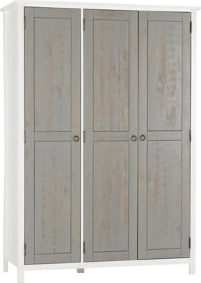 Vermont 3 Door Wardrobe in White and Grey