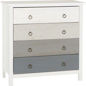 Vermont 4 Drawer Chest of Drawers in White and Grey Finish