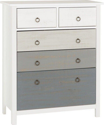 Vermont 5 Drawer Chest 3+2 in White and Grey Finish
