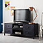 Verna Industrial Style Reclaimed Dark Metal 4 Drawers And Shelf Tv Media Unit
